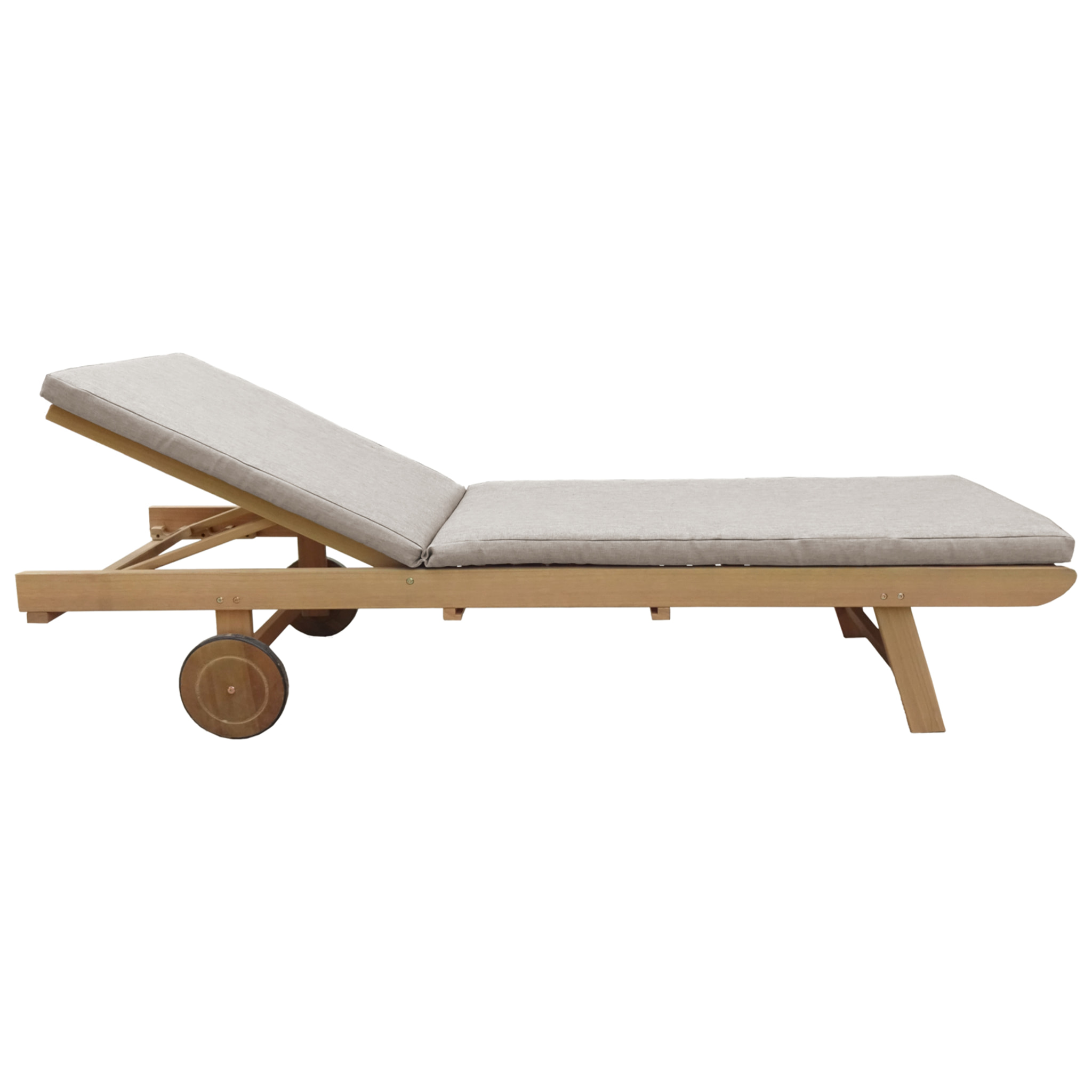 Bain de soleil pliant en acacia KANAWA - coussin sable