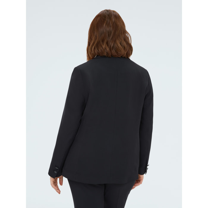 Fiorella Rubino - Blazer strutturato con bottone gioiello - Nero