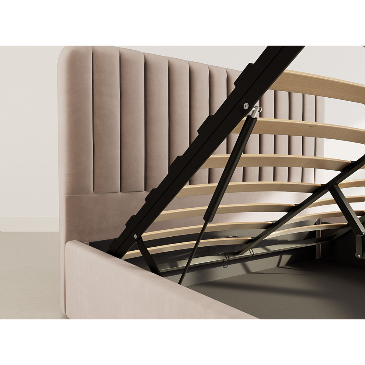 Alice - lit coffre - 160x200 cm - en velours - Taupe