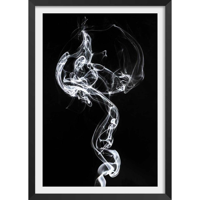 Poster white smoke medusa Affiche + cadre en bois - Noir