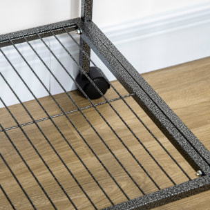Cage à oiseaux portable avec 4 mangeoires et 4 perchoirs pratique 81 x 48 x 162 cm noir et gris