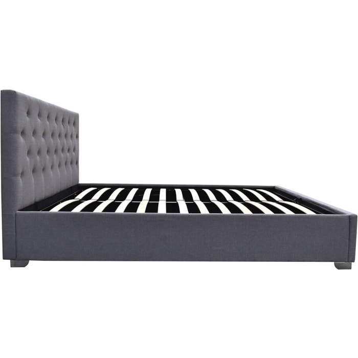 Lit double avec coffre "Tino" - 160 × 200 cm - Gris