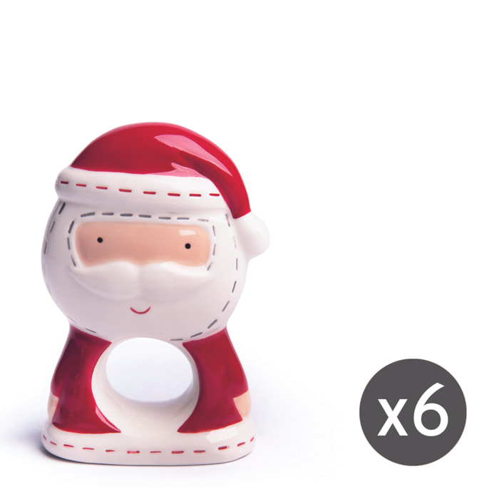 Set 6 porta tovaglioli Excelsa – Santa Claus, Ceramica rosso