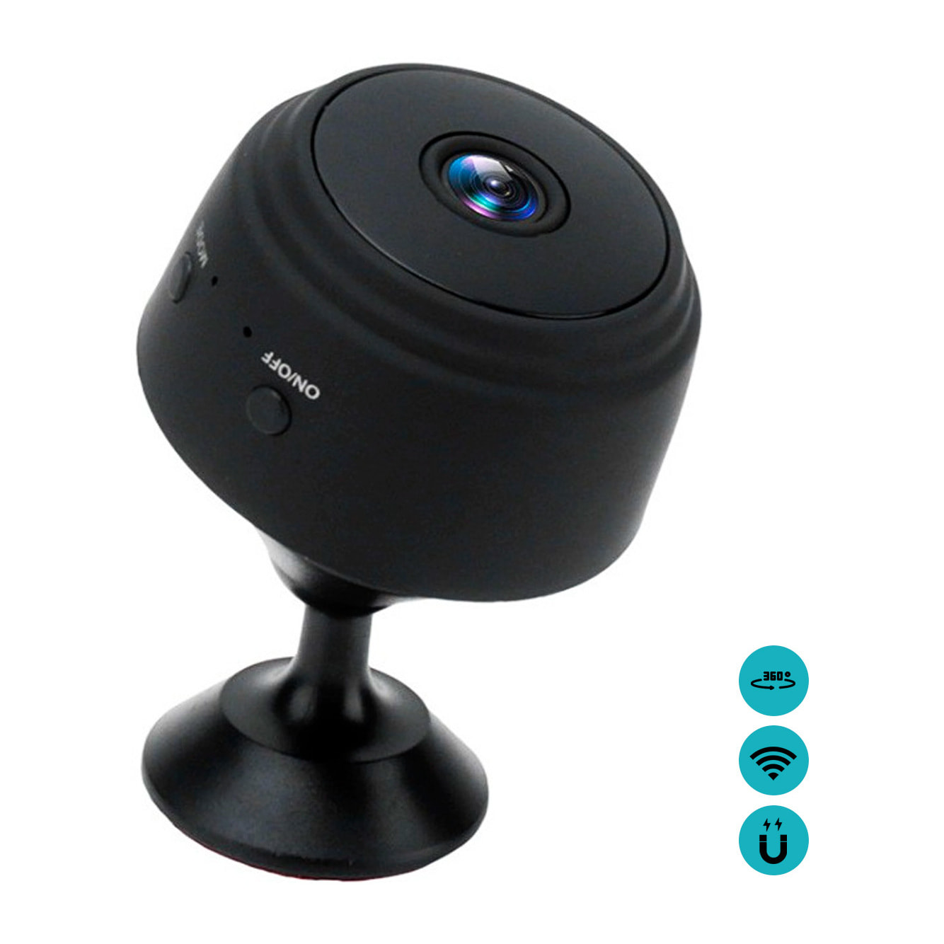 Mini cámara de vigilancia inalámbrica. Permite vigilancia con audio en tiempo real, transmisión 1080 Full HD, grabación de videos, fotos y visión nocturna.