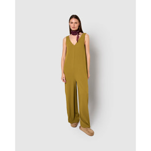 Mono largo bambula detalles plisados limón