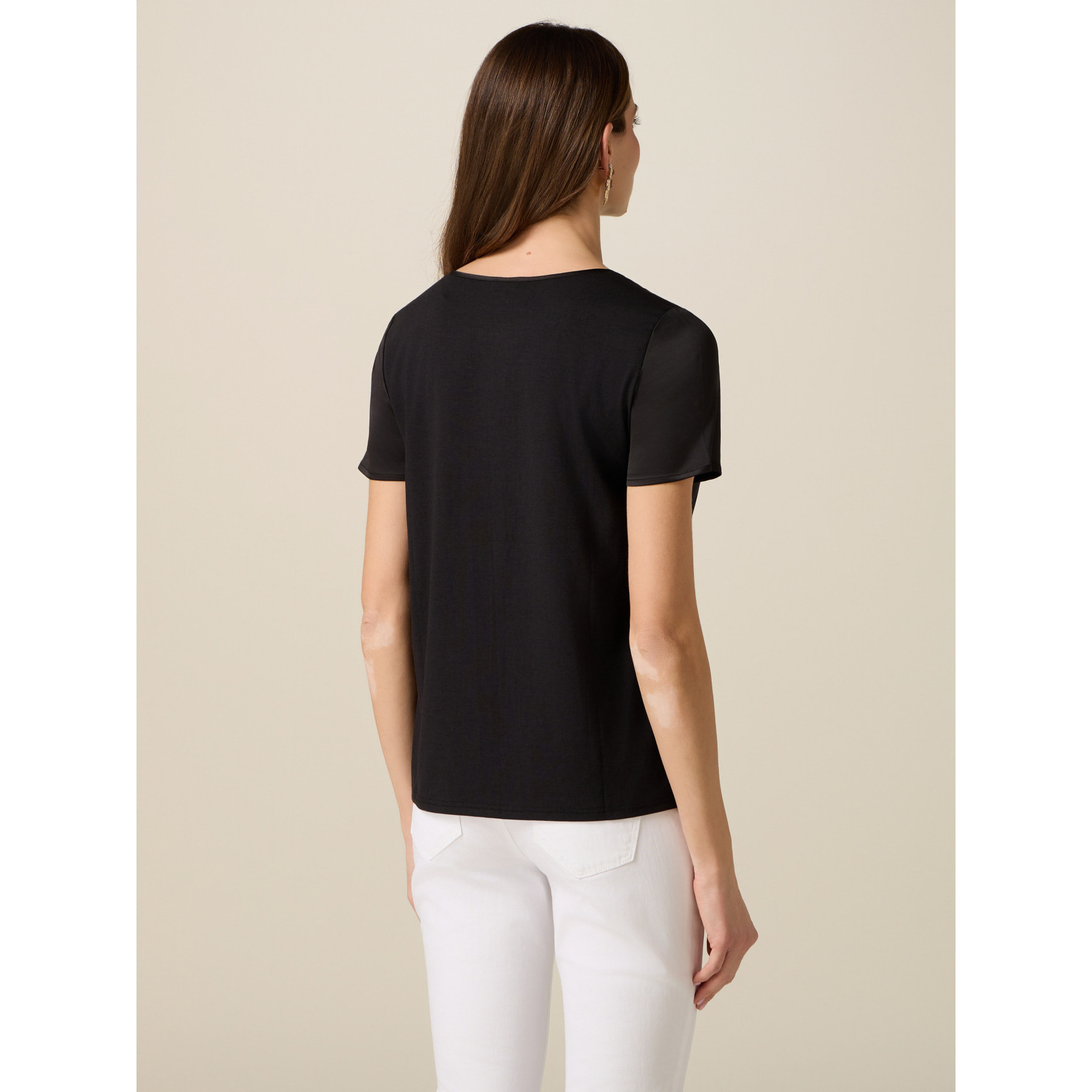 Oltre - T-shirt bimaterica - Nero