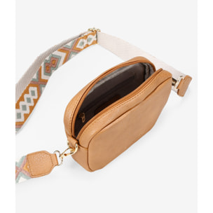 Bolso pequeño marrón con asa bordada