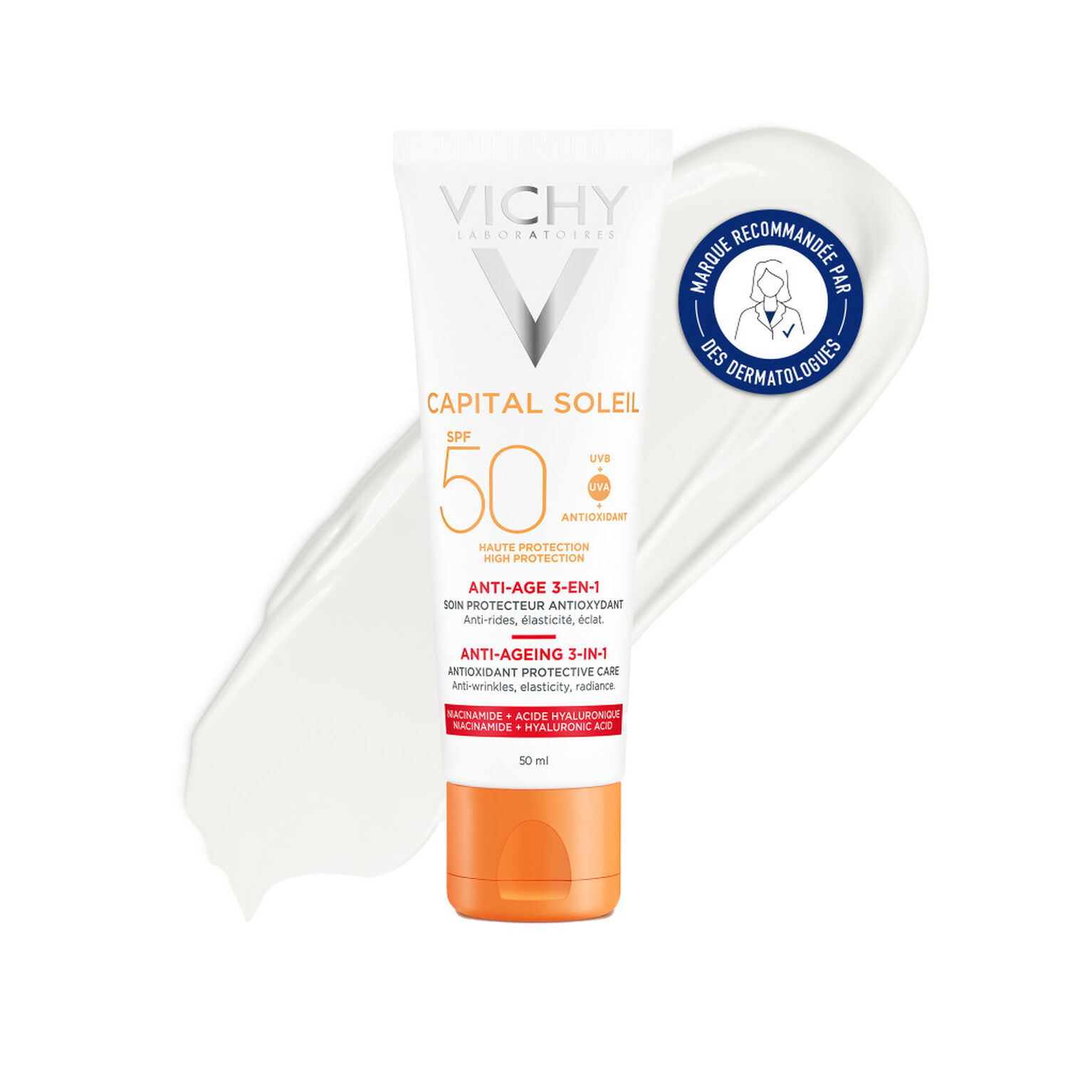 Idéal Soleil SPF50 - Soin Antioxydant 3 en 1 - 50 ml