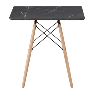 Tavolo da pranzo quadrato top effetto marmo grigio scuro 70x70x74 cm - Ester