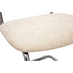 Chaises design en tissu effet velours texturé beige, métal chromé et cannage rotin (lot de 2) ELECTRA