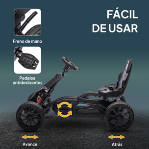 Kart Pedales Go Kart a Pedales para Niños de 3-8 Años con Asiento Ajustable en 4 Posiciones Freno de Mano y Ruedas de EVA Carga 30 kg Negro