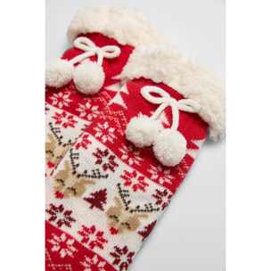 Calzini antiscivolo doppi per bambini con stampa natalizia