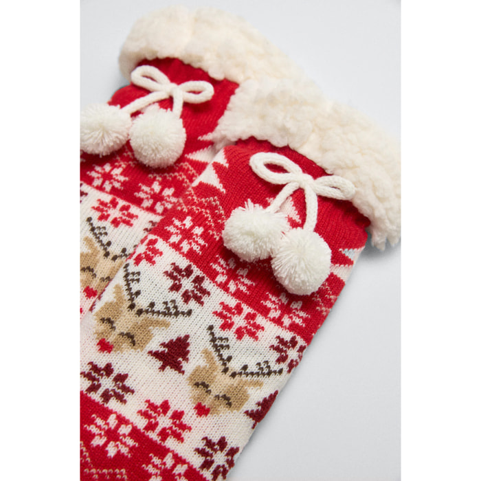 Calzini antiscivolo doppi per bambini con stampa natalizia