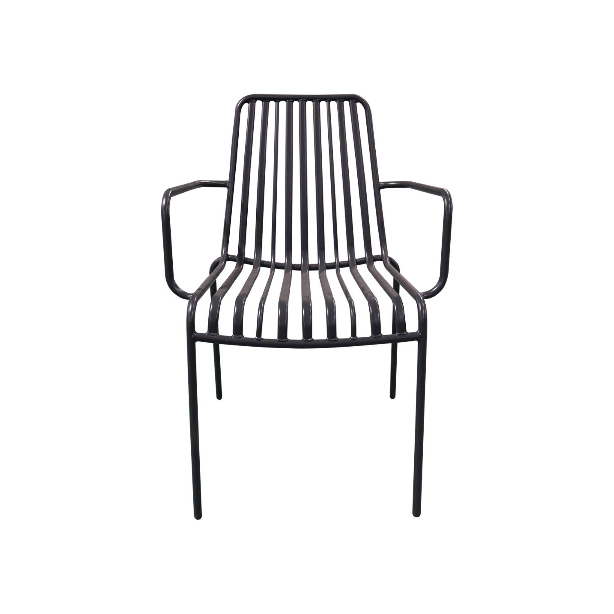 Lot de 2 fauteuils de jardin FLORIDA anthracite empilable en acier. L 59 x P 53.5 x H 78 cm