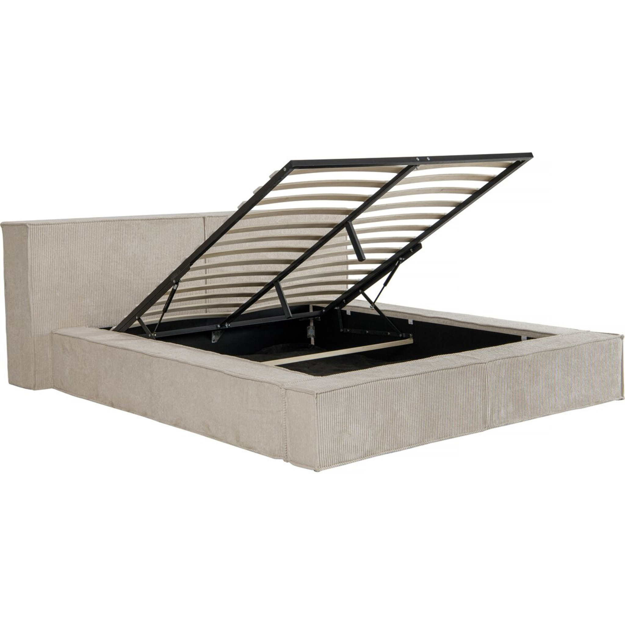 Lit coffre en velours côtelé "Courchevel" - 160 x 200 cm - Beige