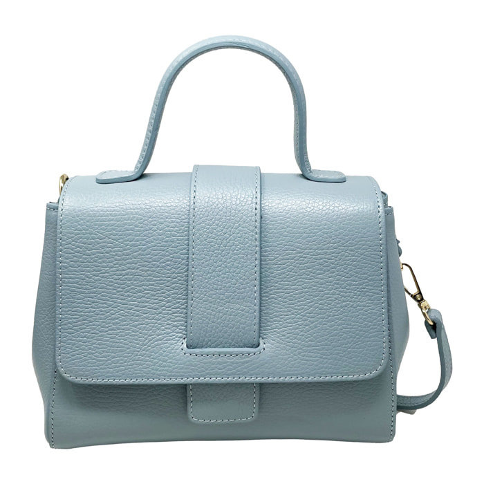 Chicca Borse - Borsa a Mano Donna in Vera Pelle - Colore Cielo