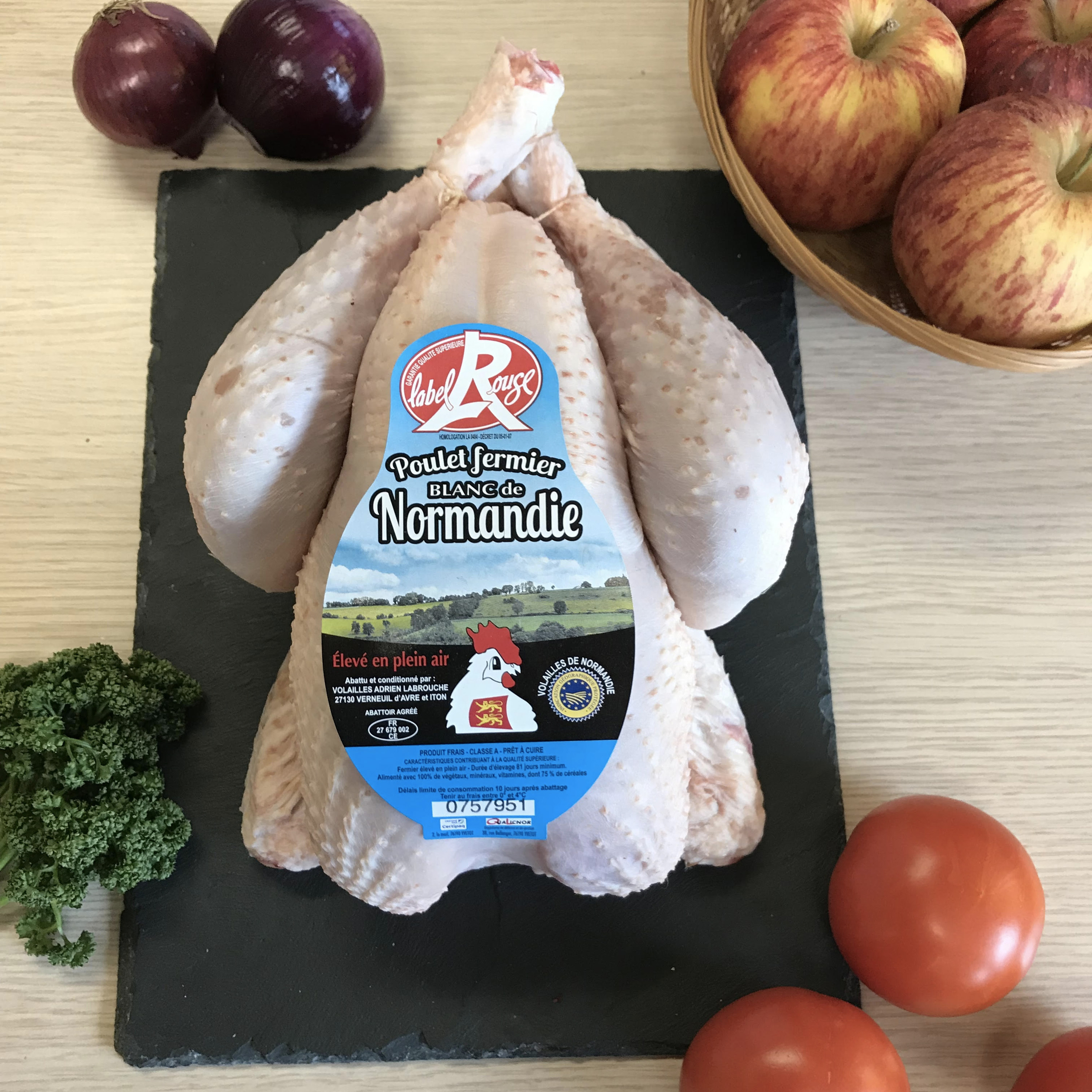 2 Poulets fermier "Blanc de NORMANDIE" Label Rouge Pac - 2x1,4 Kg