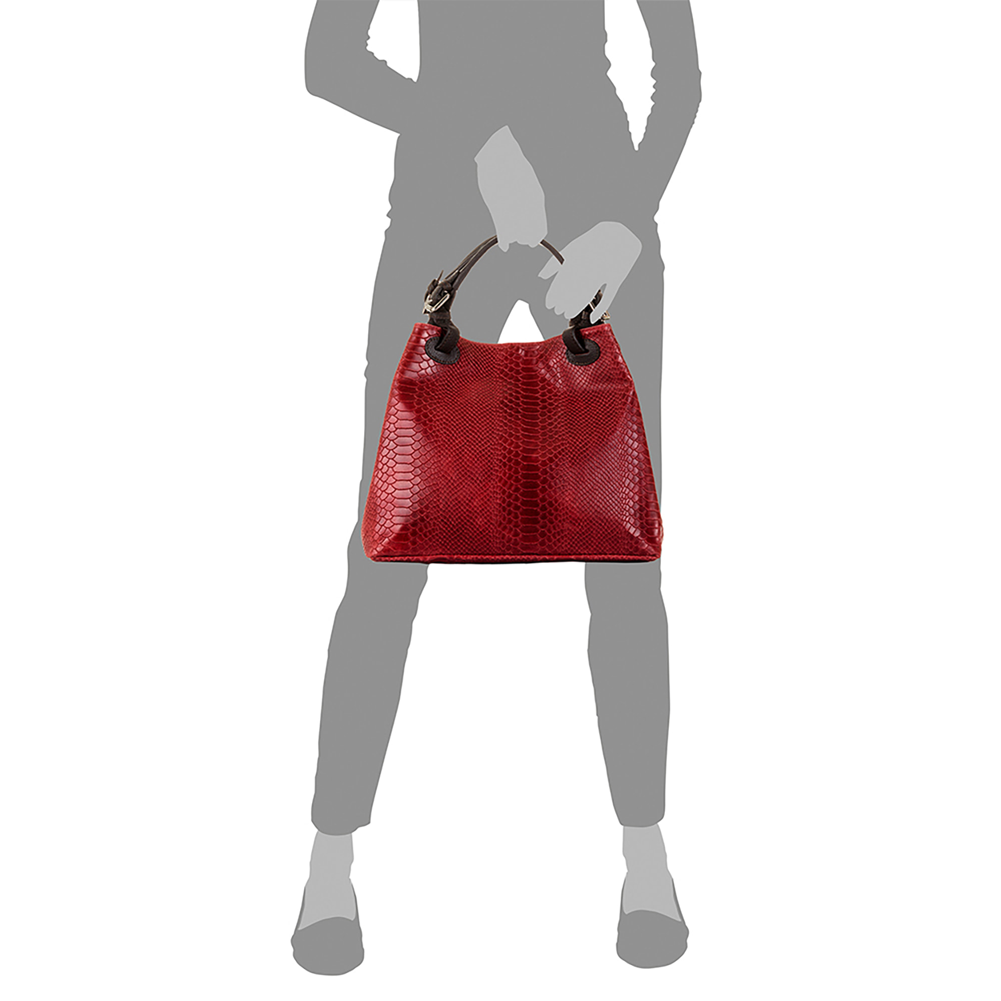 Emanuela Borsa tote Donna.Pelle autentica Camoscio Inciso Serpente