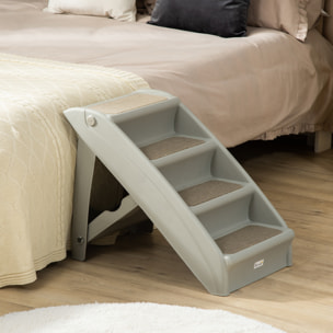 Escalier pour chien pliant 4 marches antidérapantes 10 Kg max. PP gris
