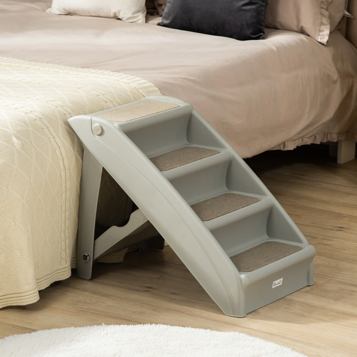Escalier pour chien pliant 4 marches antidérapantes 10 Kg max. PP gris