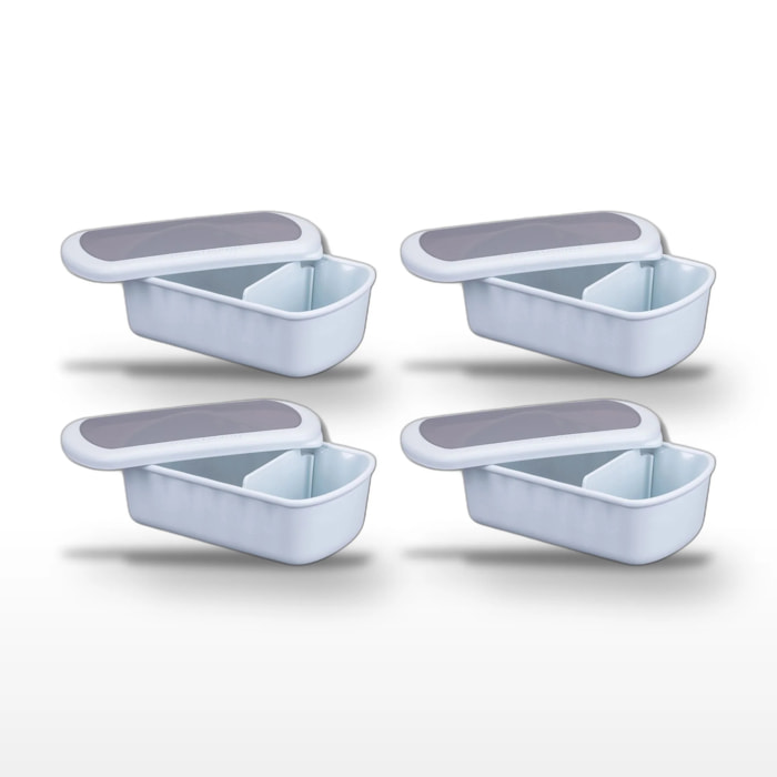 Ensemble de 4 Lunchbox Bleues à compartiment réglable Fackelmann Storage
