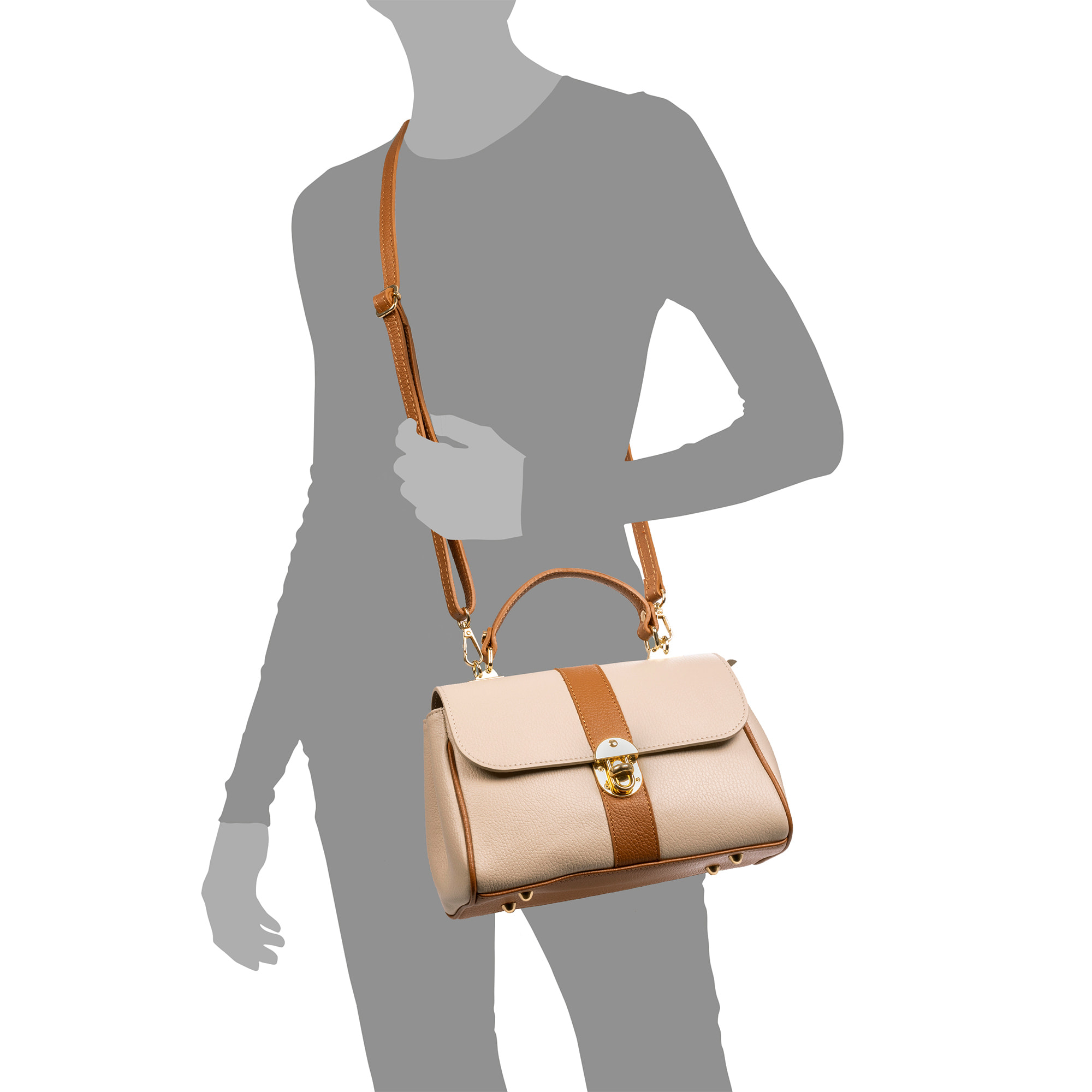 Asiago bolso de mano bandolera piel auténtica dollaro. Diseño exclusivo.