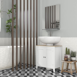 Mueble para Debajo del Lavabo Armario Lavabo con Pie Armario Bajo con 2 Puertas y Estante Ajustable Estilo Moderno 60x30x60 cm Blanco