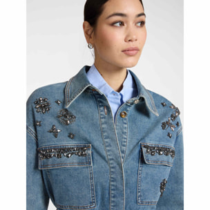 Elena Mirò - Chaqueta de denim con aplicaciones - Azul
