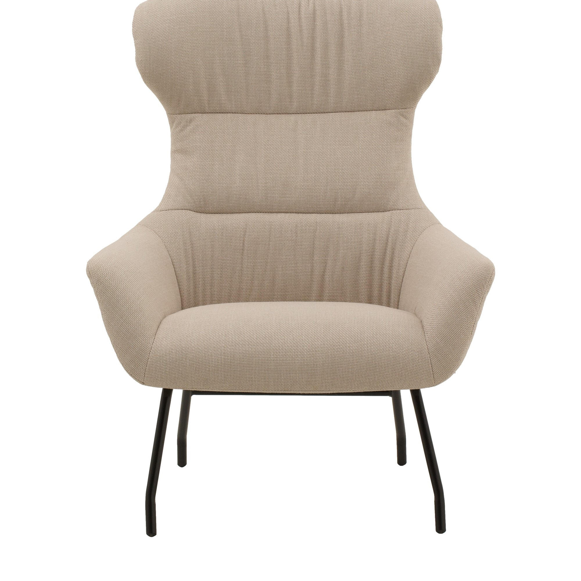 Poltrona HAITI in tessuto beige e gambe in metallo nero