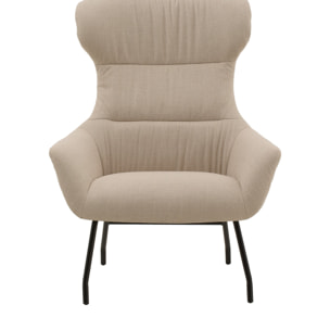 Poltrona HAITI in tessuto beige e gambe in metallo nero