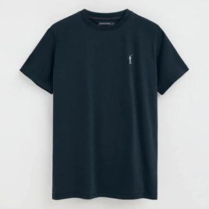 Camiseta azul marino de manga corta con logo engomado Rigby Go