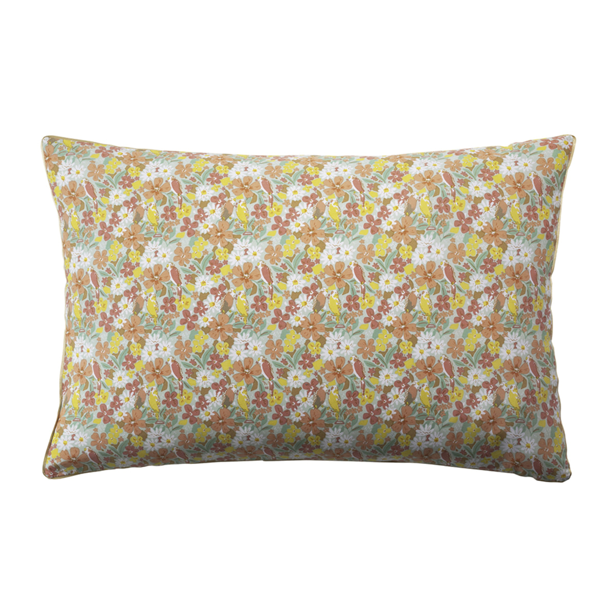 Taie d'oreiller imprimée en percale de coton, LOVE BIRDS, Multicolore