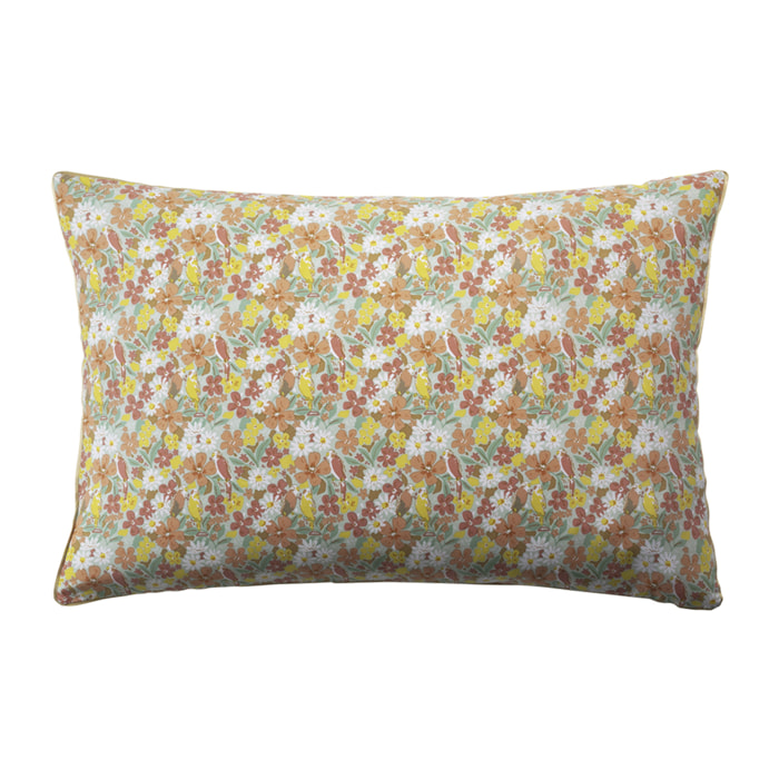 Taie d'oreiller imprimée en percale de coton, LOVE BIRDS, Multicolore