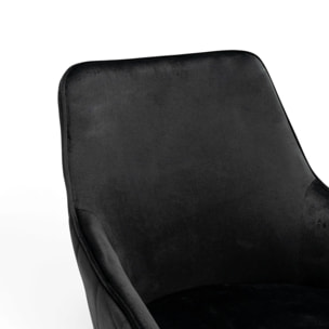 Set di 2 sedie TOLEDO in tessuto effetto velluto nero e gambe nere