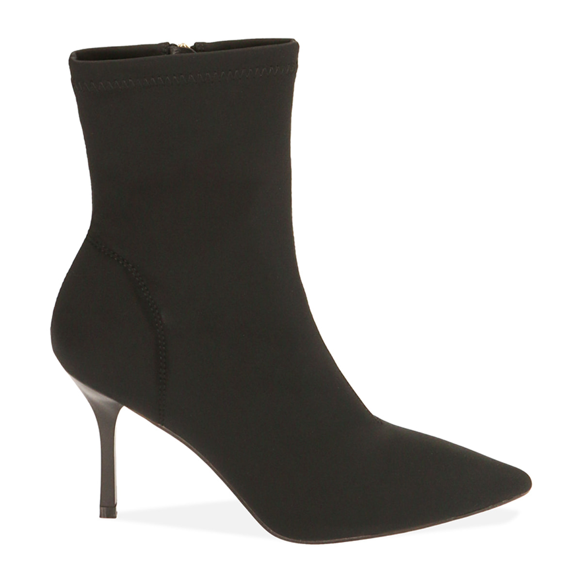 Botines negros de lycra, tacón 8,5 cm