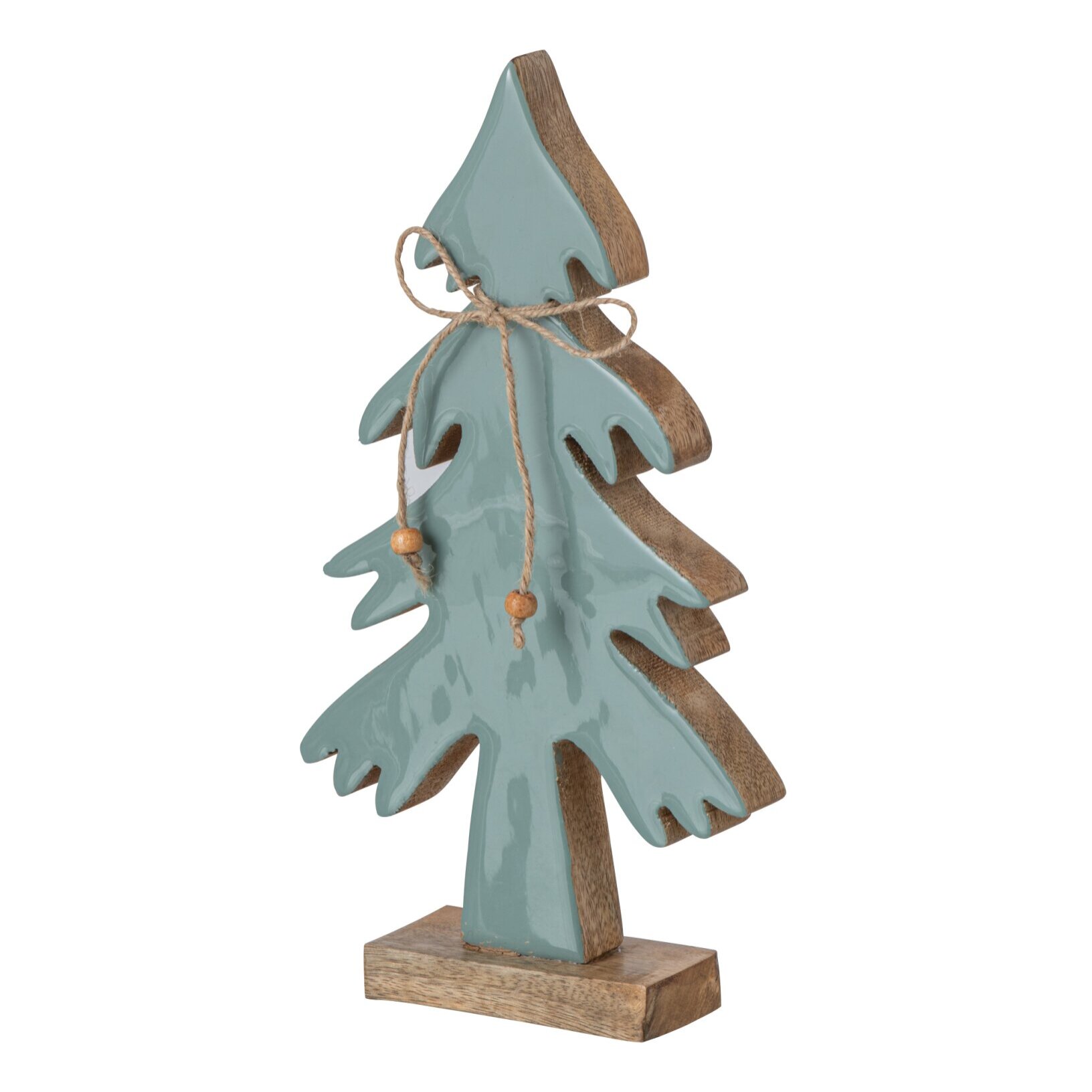 J-Line Pin nœud - bois de manguier - naturel/turquoise - small