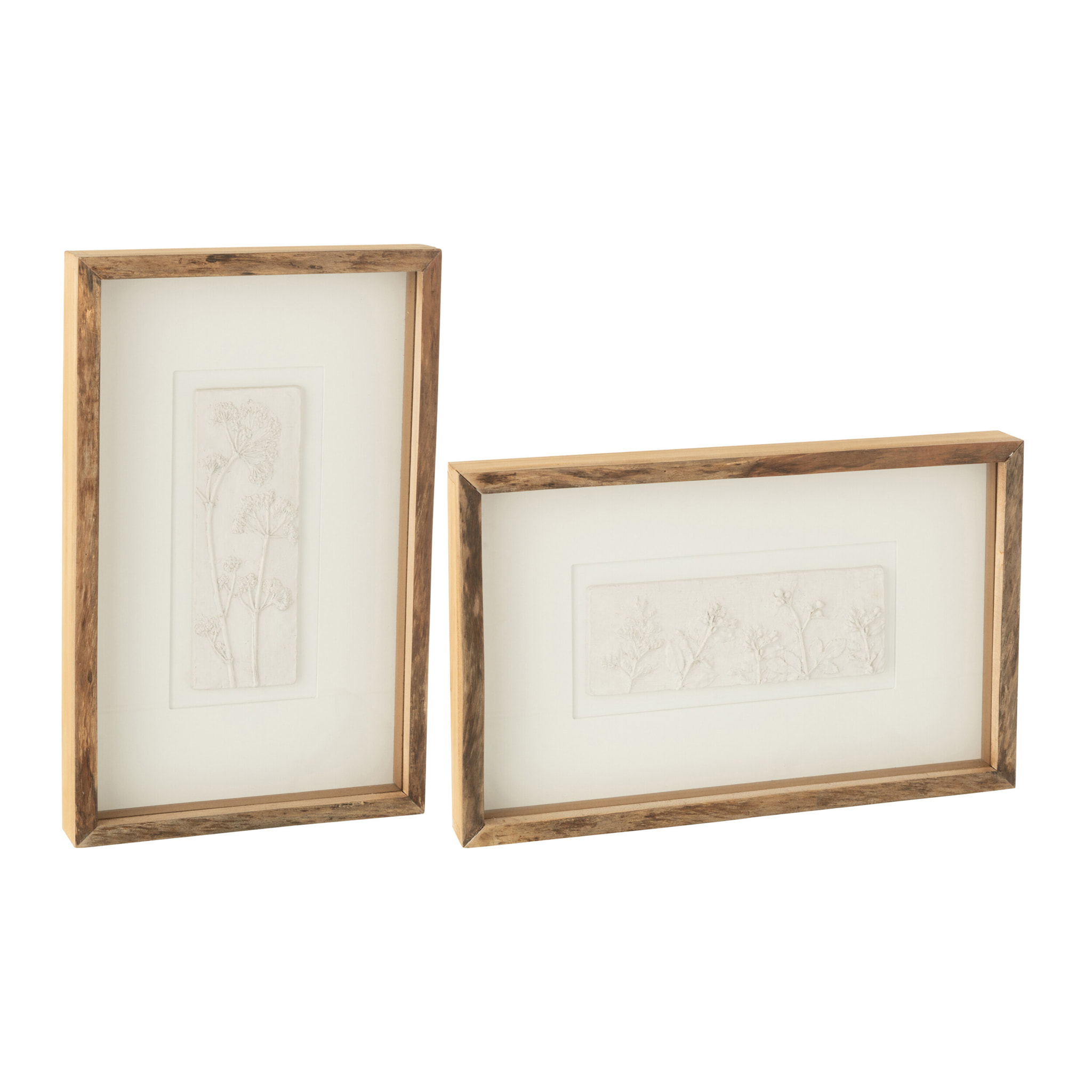 J-Line Decoration Murale Pure Mdf/Fir Wood Brun/Blanc Assortiment De 2