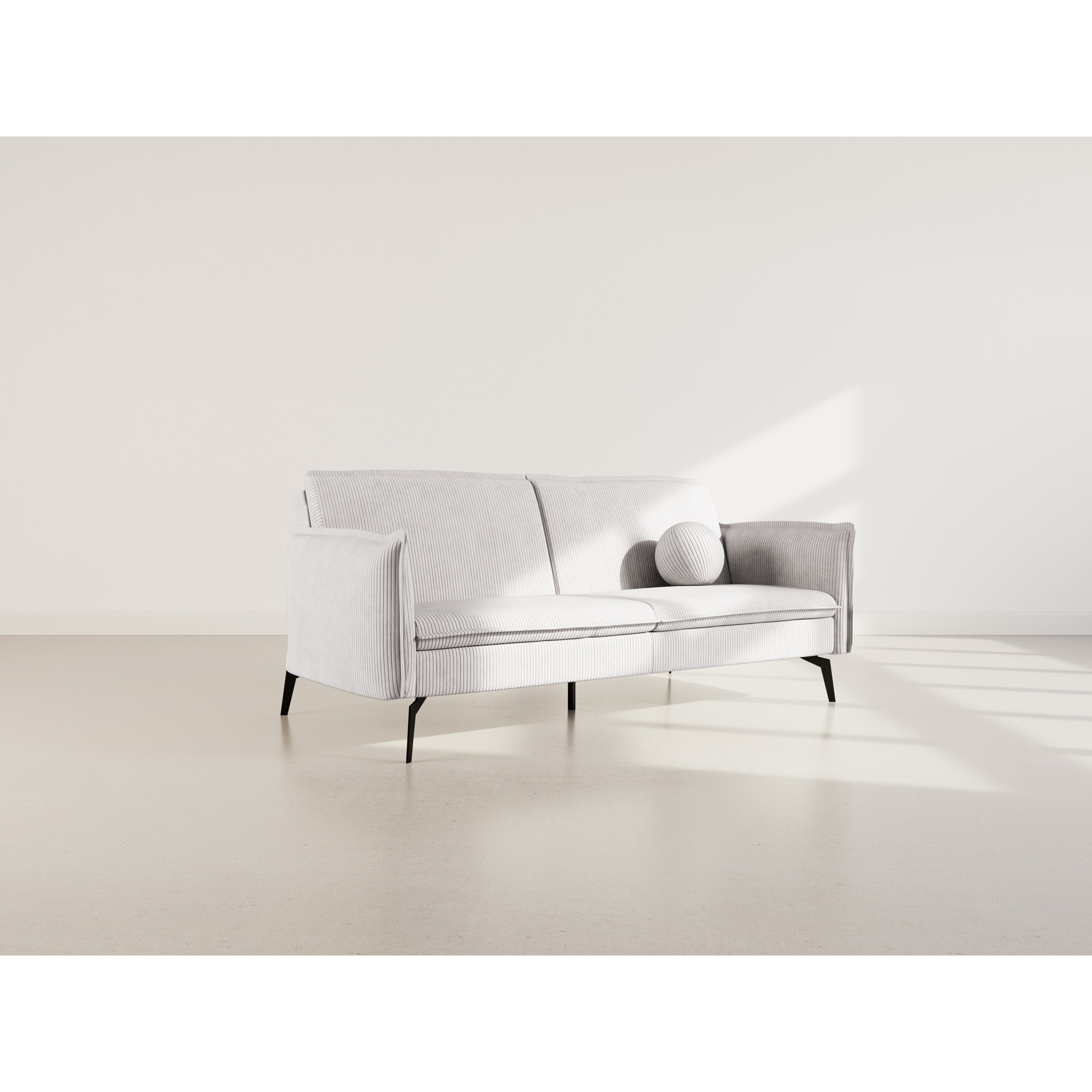 Lexie - Canapé convertible clic-clac 2 places en velours côtelé - Gris clair