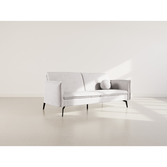 Lexie - Canapé convertible clic-clac 2 places en velours côtelé - Gris clair