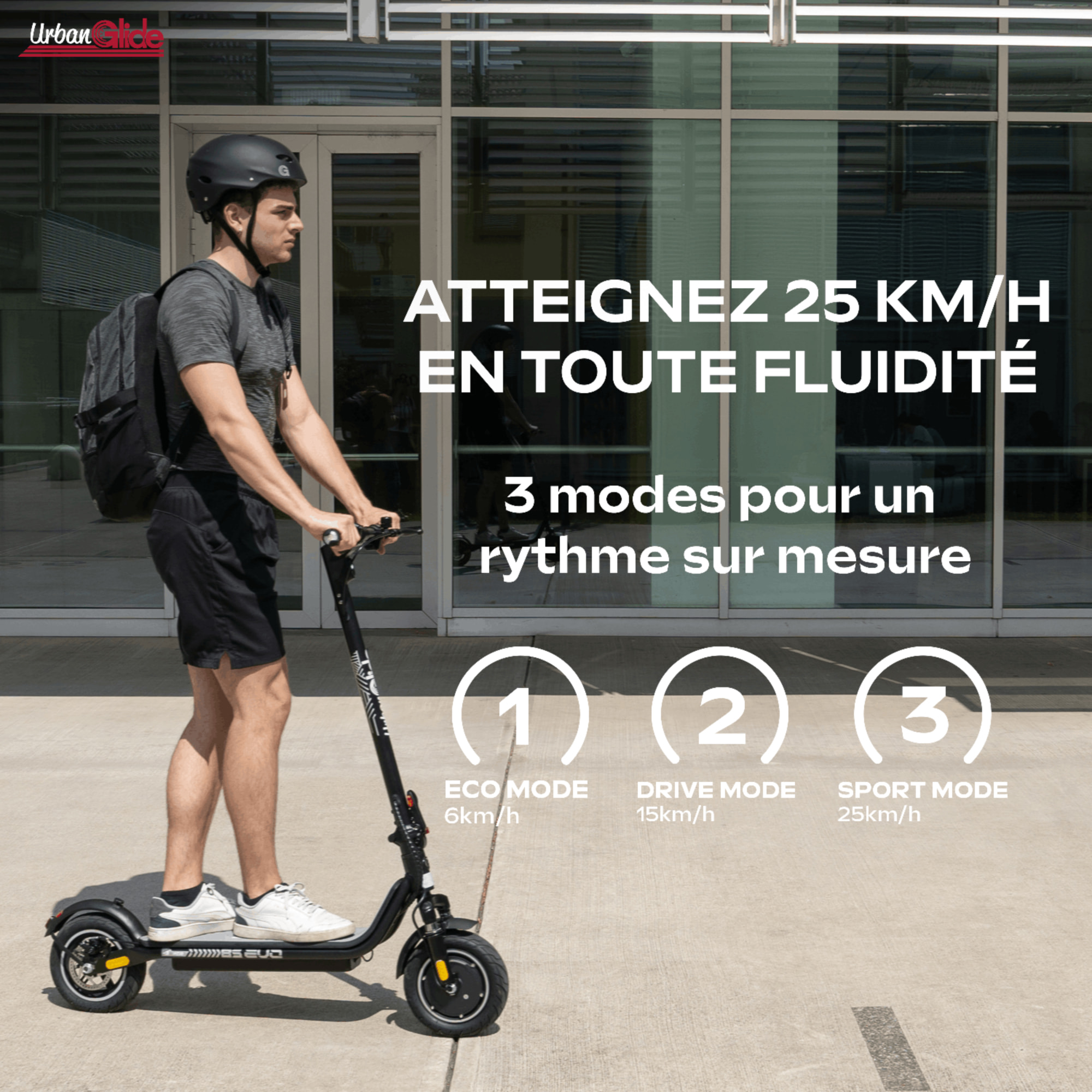 85 EVO – Poids 15Kg – Pneu 8,5" Gonflable – Trottinette Électrique UrbanGlide – Autonomie Jusqu'a 15 km – Batterie 25.2V
