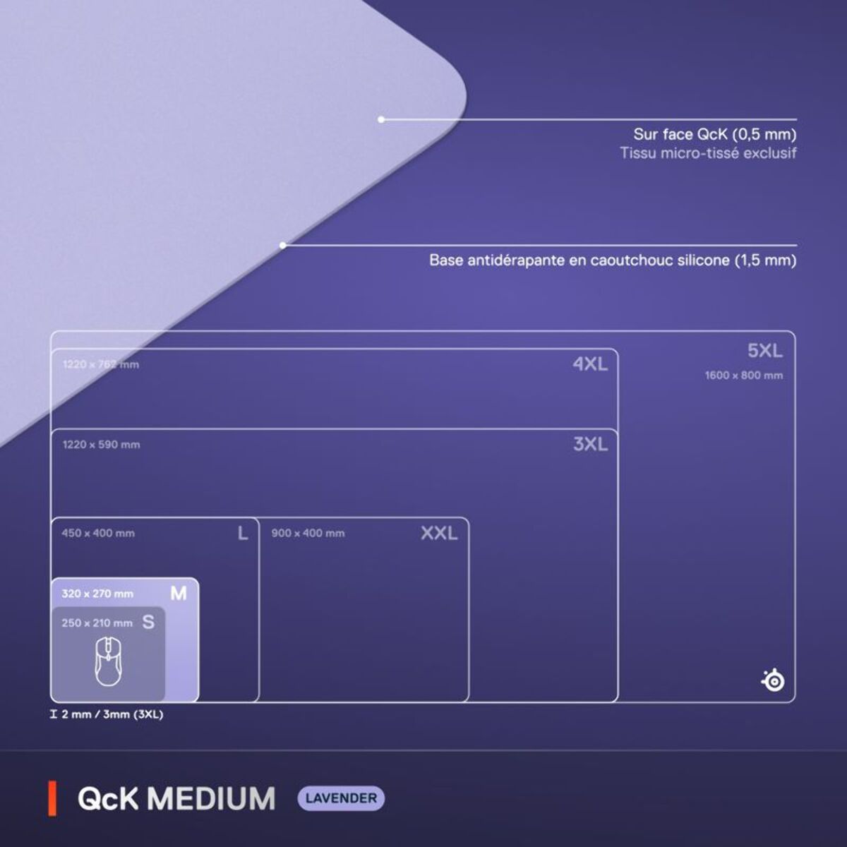 Tapis de souris STEELSERIES QcK M Lavande