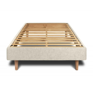 Lit avec tête de lit tapissée tissu et sommier kit Ep14