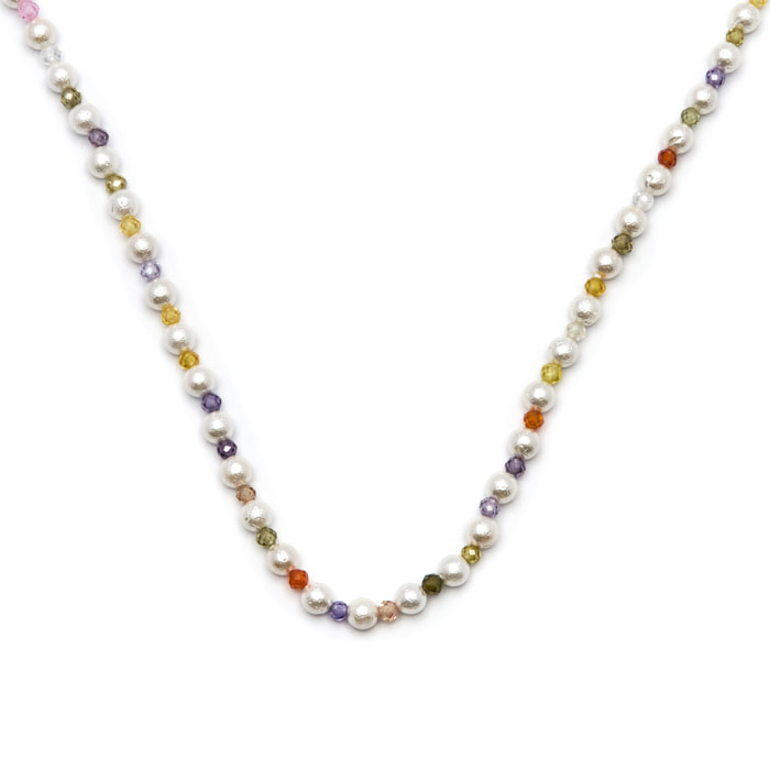Collar de Cristal Multicolor acabado en oro amarillo de 18K