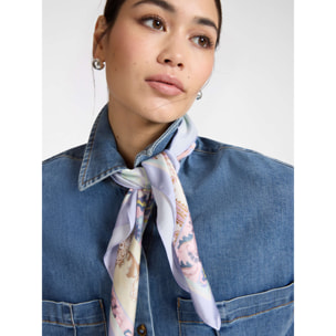 Elena Mirò - Camicia in denim washed con foulard - Blu