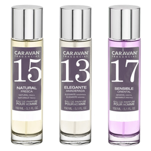 3x caravan perfume de hombre nº17 nº15 nº13 - 150ml.