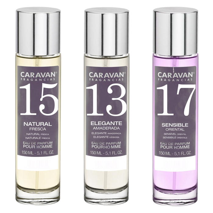 3x caravan perfume de hombre nº17 nº15 nº13 - 150ml.