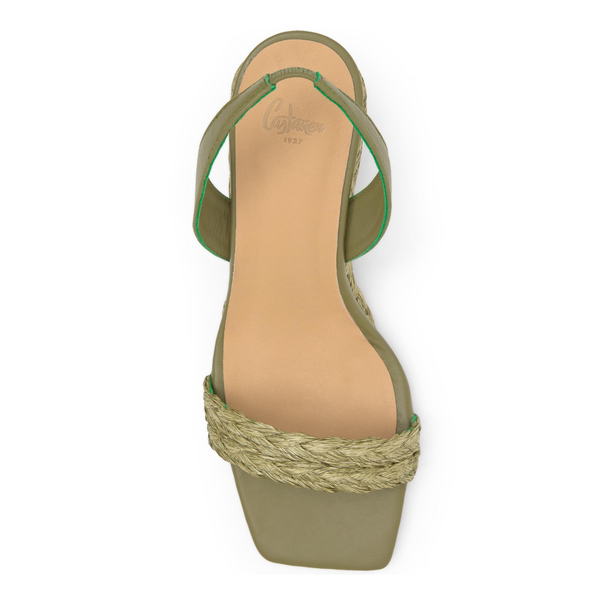 Sandalia destalonada Barby trenzada en rafia natural