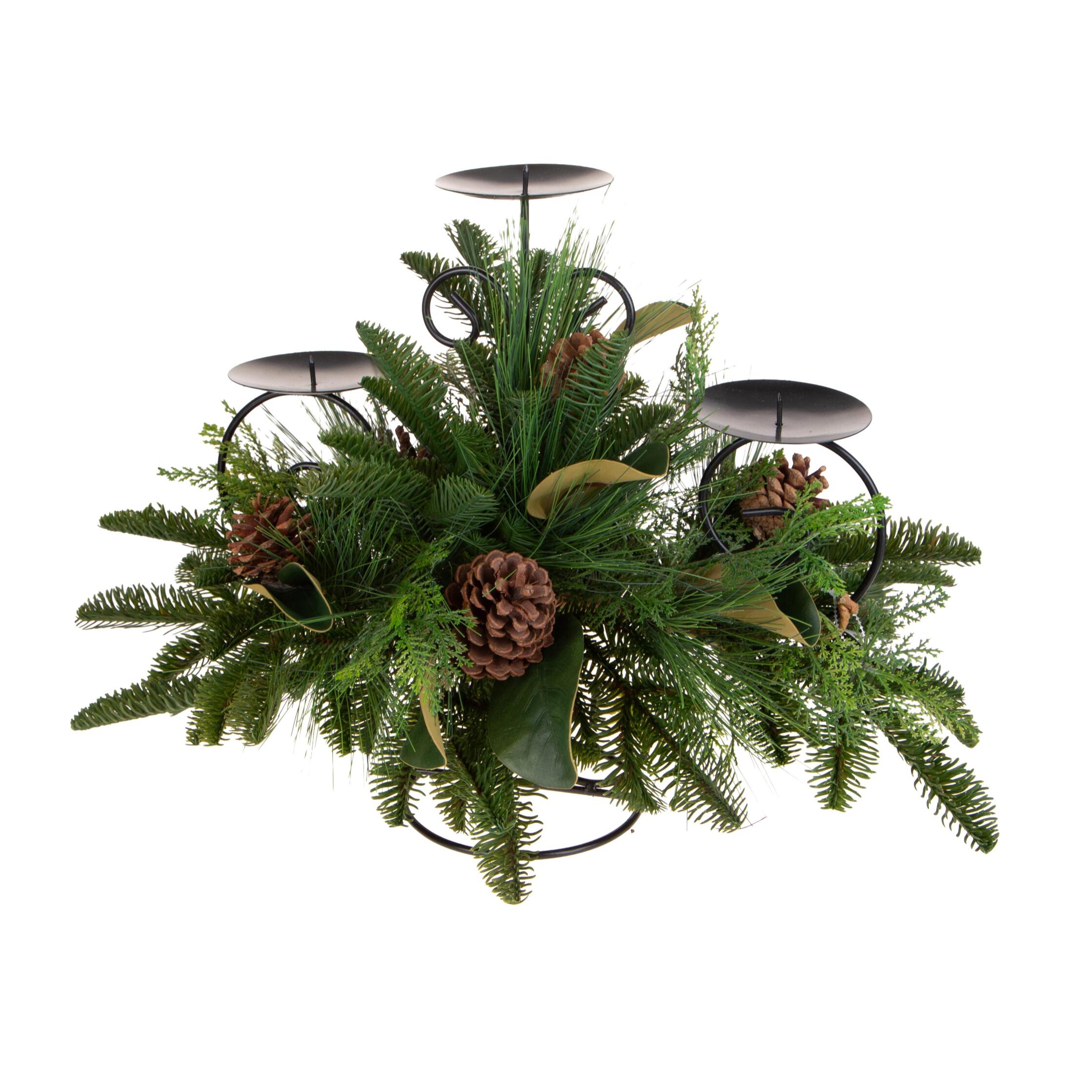 P/candele con pino e magnoli - Pezzi 1 - VERDE - Bianchi Dino SpA