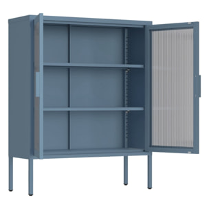 Vetrina in metallo 2 ante con ripiani 80x38x100h cm blu - Pop