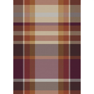 Plaid laine & autres fibres 200 g/m² motif jacquard bordeaux brun Mohaira ecossais sienne